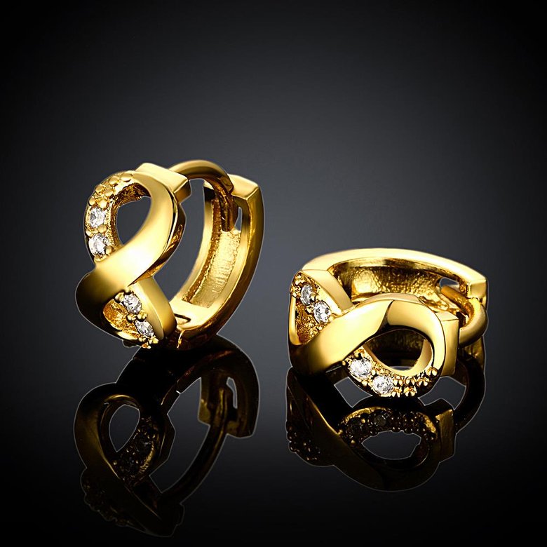 Wholesale Fashion Earrings from China for Women Girls  8 shape 24K Gold Hoop Earrings Clear Cubic Zircon Wedding Party Fashion Jewelry  TGCLE098 2