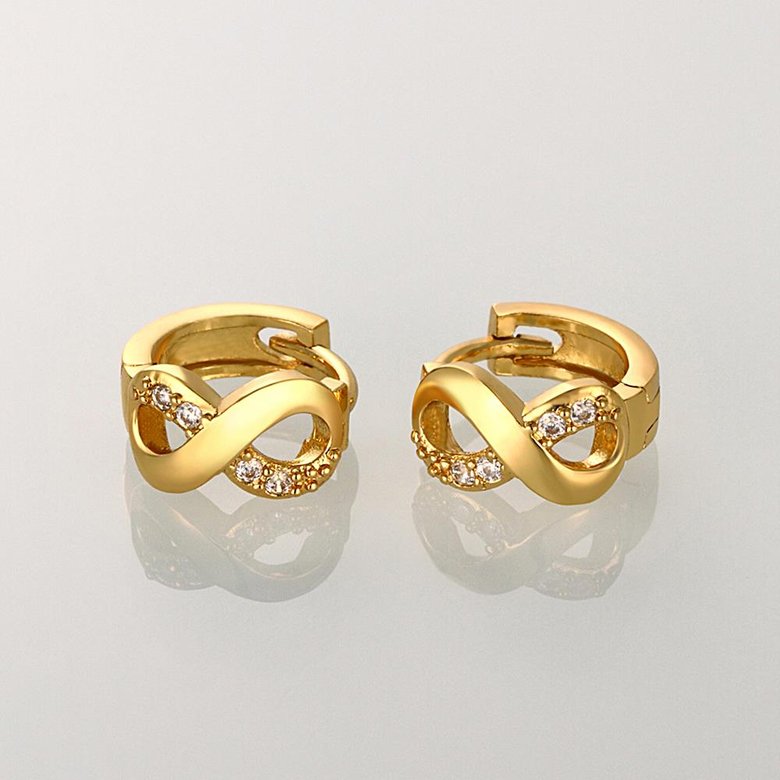 Wholesale Fashion Earrings from China for Women Girls  8 shape 24K Gold Hoop Earrings Clear Cubic Zircon Wedding Party Fashion Jewelry  TGCLE098 3