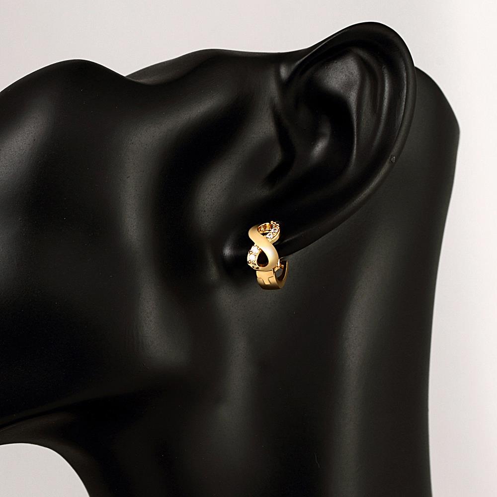 Wholesale Fashion Earrings from China for Women Girls  8 shape 24K Gold Hoop Earrings Clear Cubic Zircon Wedding Party Fashion Jewelry  TGCLE098 4