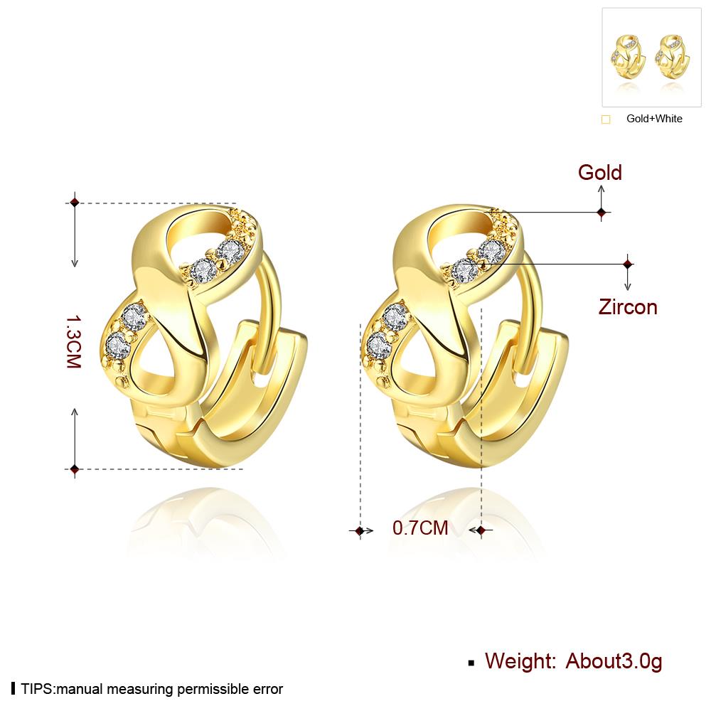 Wholesale Fashion Earrings from China for Women Girls  8 shape 24K Gold Hoop Earrings Clear Cubic Zircon Wedding Party Fashion Jewelry  TGCLE098 6