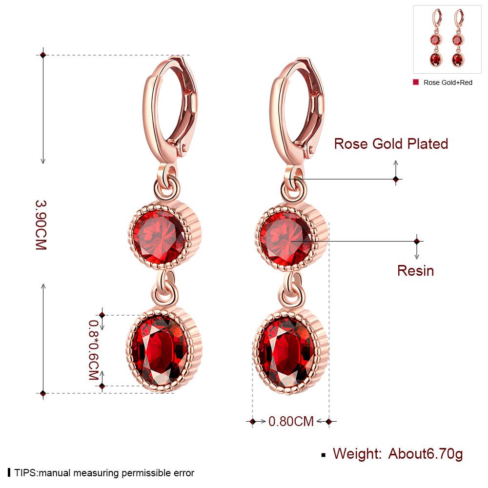 Wholesale Charm Female Red Round Earrings Elegant rose gold Color Dangle Earrings For Women red Zircon Stone wedding Earring TGCLE130 0
