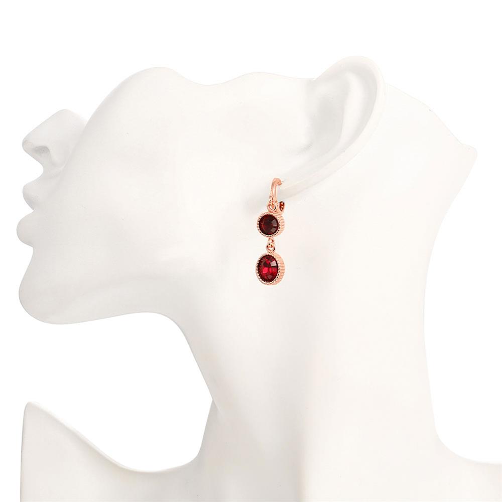 Wholesale Charm Female Red Round Earrings Elegant rose gold Color Dangle Earrings For Women red Zircon Stone wedding Earring TGCLE130 2