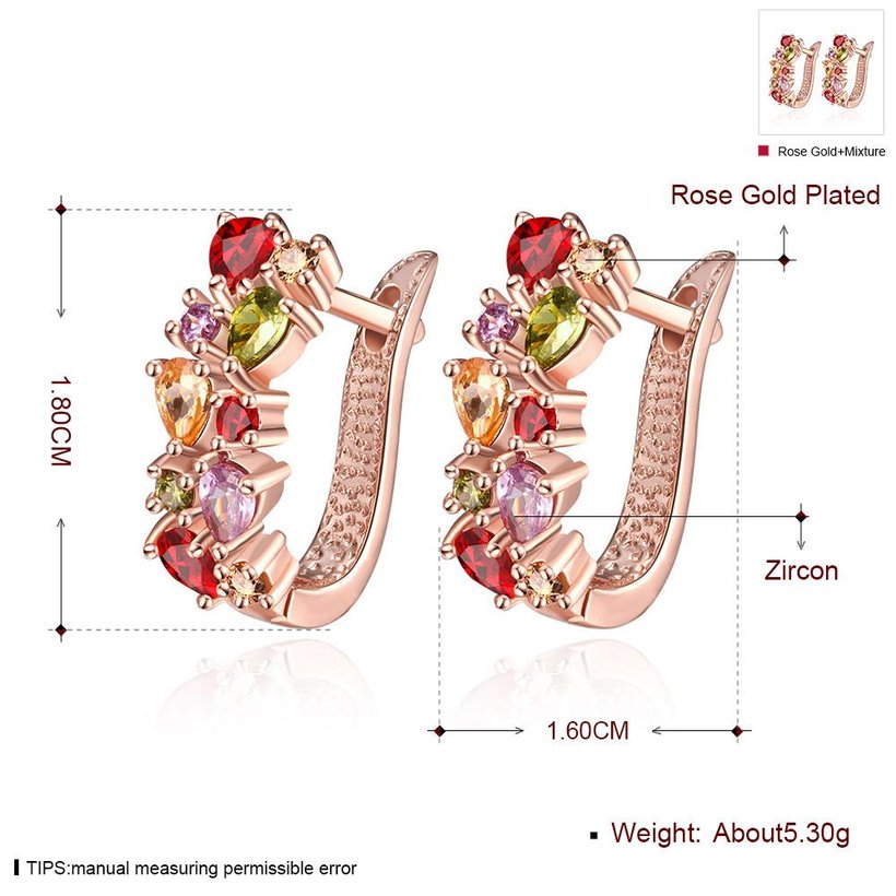 Wholesale Luxury Rose Gold Color Earrings Flash CZ Zircon Ear Studs for Women fine wedding jewelry TGCLE132 0