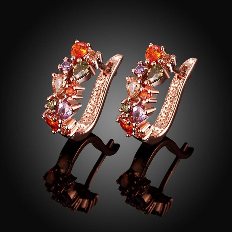 Wholesale Luxury Rose Gold Color Earrings Flash CZ Zircon Ear Studs for Women fine wedding jewelry TGCLE132 1