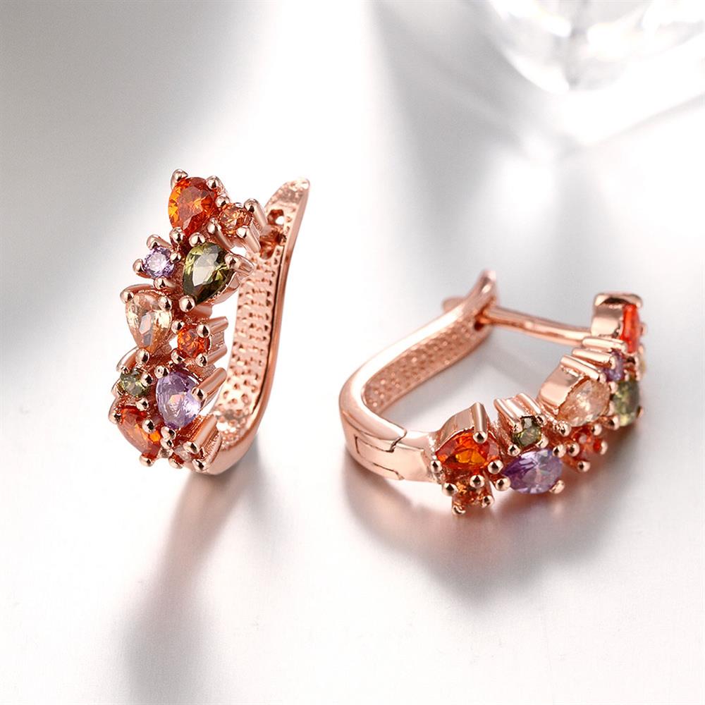Wholesale Luxury Rose Gold Color Earrings Flash CZ Zircon Ear Studs for Women fine wedding jewelry TGCLE132 3