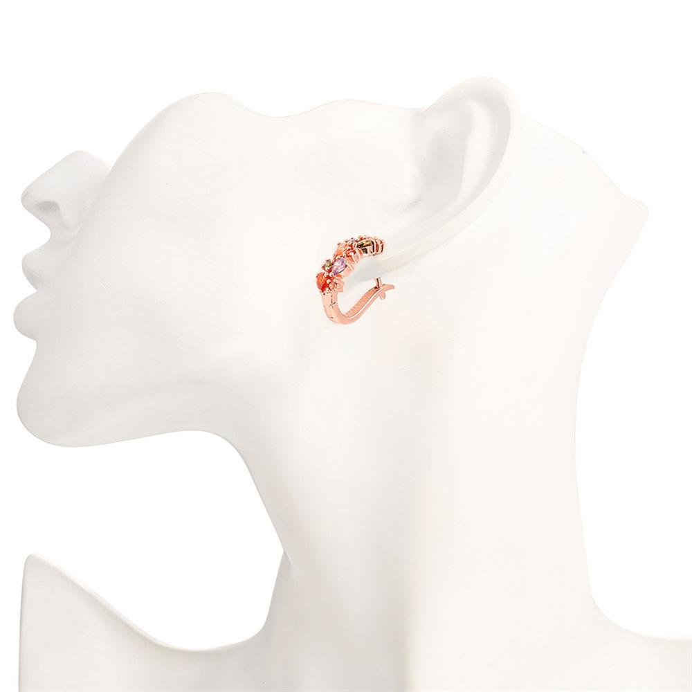 Wholesale Luxury Rose Gold Color Earrings Flash CZ Zircon Ear Studs for Women fine wedding jewelry TGCLE132 4