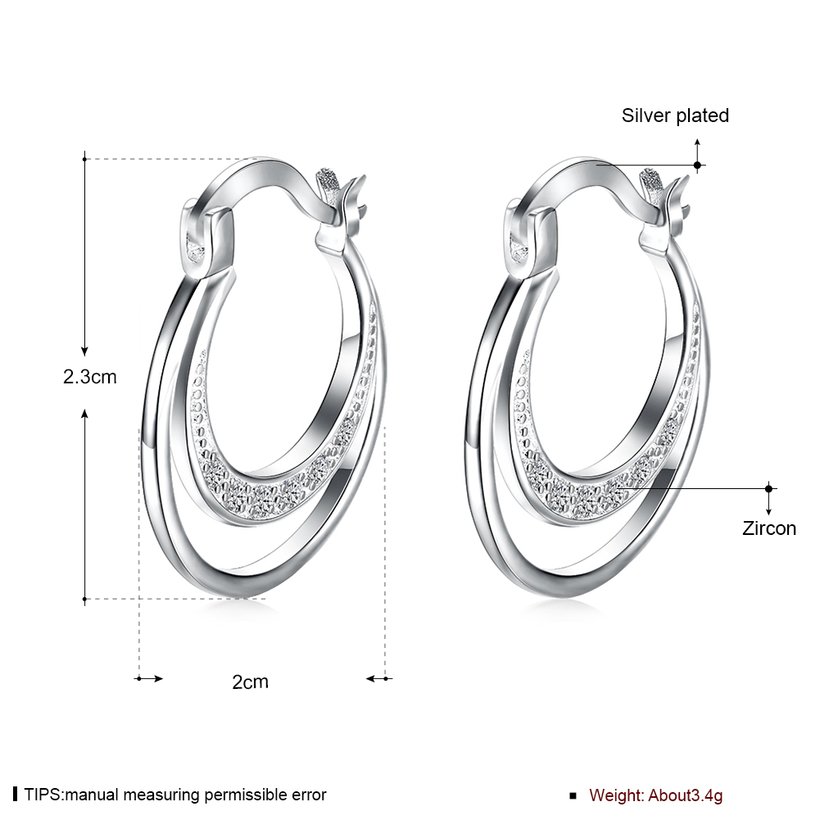 Wholesale Fashion Silver French style Lines Hoop zircon Earrings for Women moon shape Wedding Minimalist Simple earring jewelry TGCLE134 0
