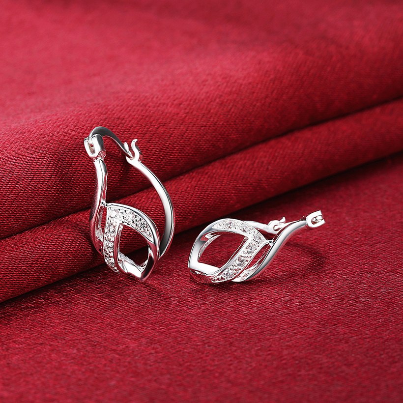 Wholesale Creative Silver Plated Earrings Water-drop Ripple Earrings For Women zircon Earing Jewelry from China TGCLE136 2