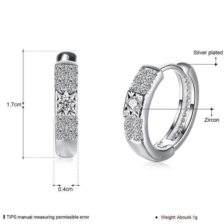 Wholesale Temperament delicate Silver Fashion earring Pave Zircon Round Circle Hoop Earrings For Women Girls Party Jewelry TGCLE138 0