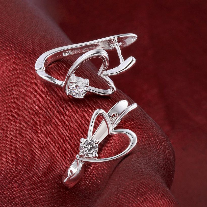 Wholesale Unique Hoop Earrings For Women U Shape Heart With Zirconia earring Fashion Jewelry Accessories TGCLE033 0