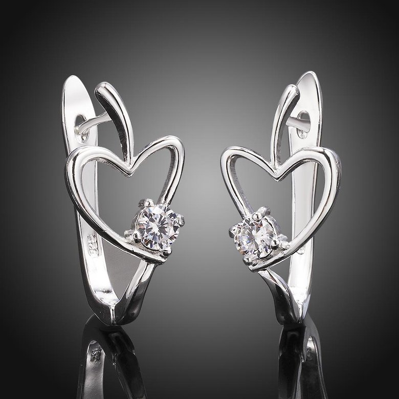 Wholesale Unique Hoop Earrings For Women U Shape Heart With Zirconia earring Fashion Jewelry Accessories TGCLE033 4