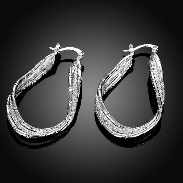 Wholesale Trendy Silver Geometric Clip Earring three Coils Circle Hoop Earring For Woman Fashion Party Wedding Engagement Party Jewelry TGCLE039 1