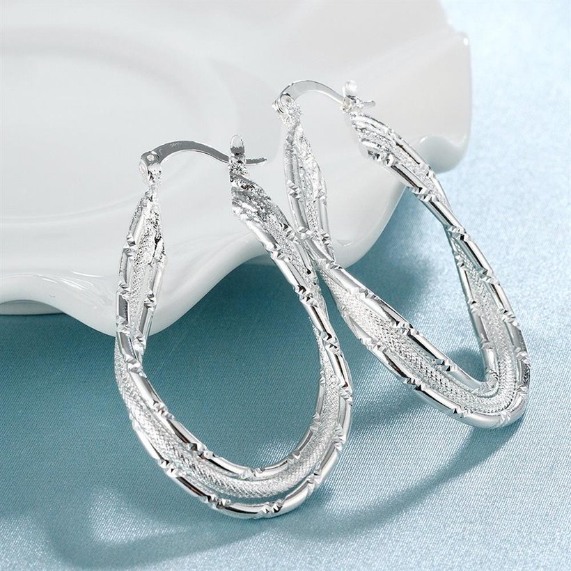 Wholesale Trendy Silver Geometric Clip Earring three Coils Circle Hoop Earring For Woman Fashion Party Wedding Engagement Party Jewelry TGCLE039 2