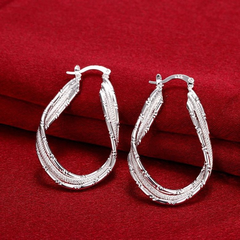 Wholesale Trendy Silver Geometric Clip Earring three Coils Circle Hoop Earring For Woman Fashion Party Wedding Engagement Party Jewelry TGCLE039 3