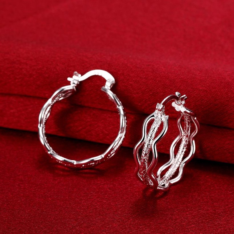 Wholesale Romantic Silver Round Clip Earring Twisted Loop Hoop Earring For Woman Fashion Party Wedding Engagement Party Jewelry TGCLE041 4
