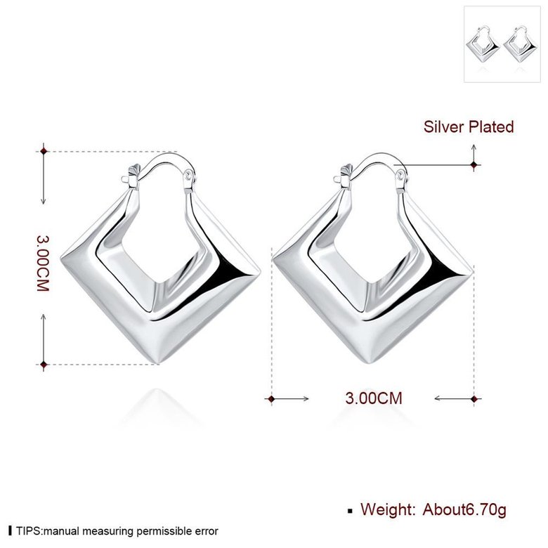 Wholesale Trendy Silver Geometric Clip Earring Square Hoop Earrings For Women Fashion Silver Jewelry Gifts TGCLE085 0