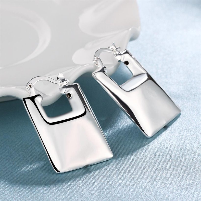 Wholesale Trendy Silver Square Drop Earrings For Woman Fashion Earrings Jewelry Best Gift for Wedding/Birthday TGCLE103 2