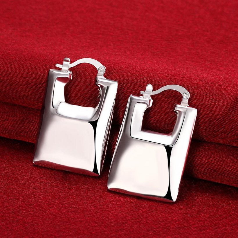 Wholesale Trendy Silver Square Drop Earrings For Woman Fashion Earrings Jewelry Best Gift for Wedding/Birthday TGCLE103 3