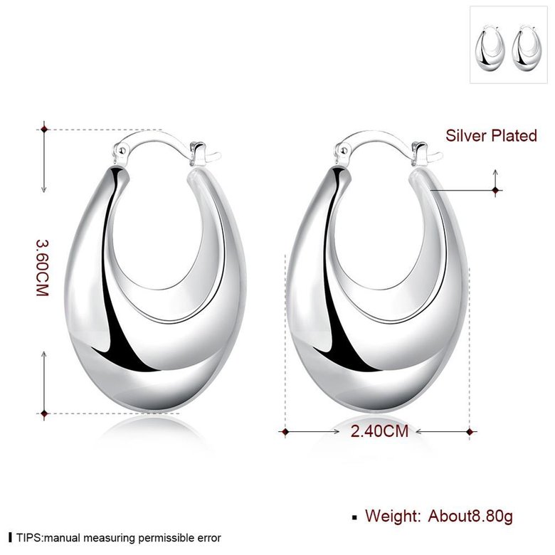 Wholesale Hot sale Silver U Shape Thick big Hoop Earrings For Women New Fashion Female circle earrings Jewelry  TGCLE107 0