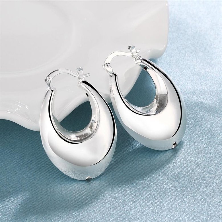 Wholesale Hot sale Silver U Shape Thick big Hoop Earrings For Women New Fashion Female circle earrings Jewelry  TGCLE107 2
