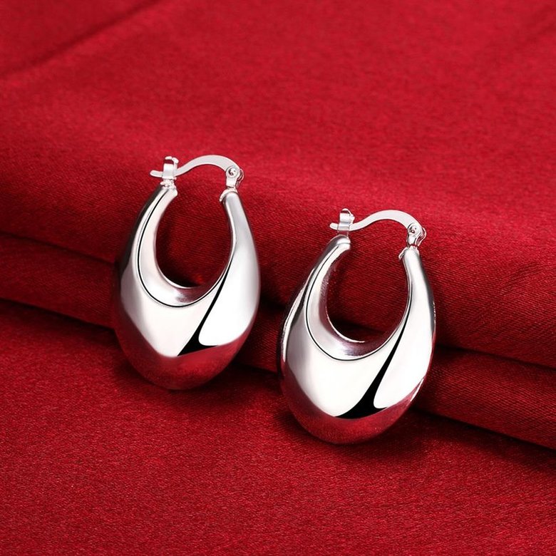 Wholesale Hot sale Silver U Shape Thick big Hoop Earrings For Women New Fashion Female circle earrings Jewelry  TGCLE107 3