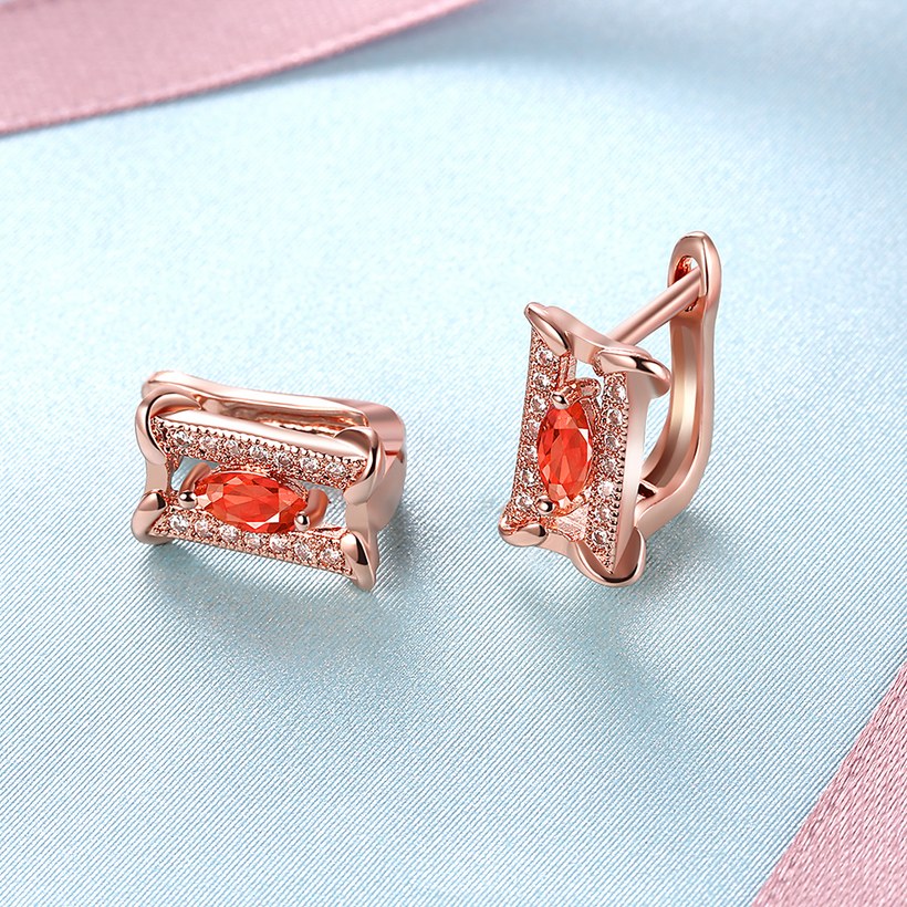 Wholesale Fashion Crystal Jewelry Square Earrings with Zircon Stones Fashion Cheap Red Earrings Brincos for Women TGCLE140 2