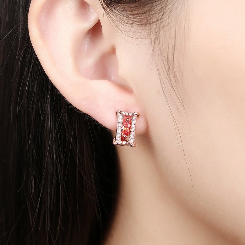 Wholesale Fashion Crystal Jewelry Square Earrings with Zircon Stones Fashion Cheap Red Earrings Brincos for Women TGCLE140 4