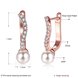 Wholesale Trendy rose gold Titanium Zirconia Crystal U shape Drop Earrings With Imitation Pearls for Women Bridal Wedding Jewelry TGCLE141 0 small