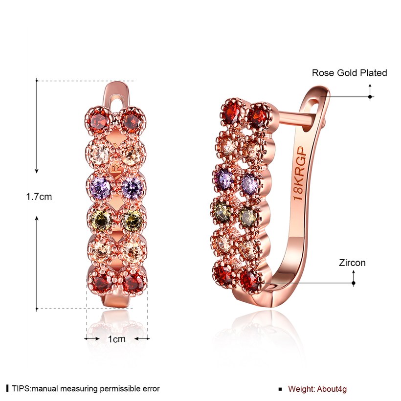 Wholesale Luxury Rose Gold Color Earrings Flash CZ Zircon Ear Studs for Women fine wedding jewelry TGCLE143 0