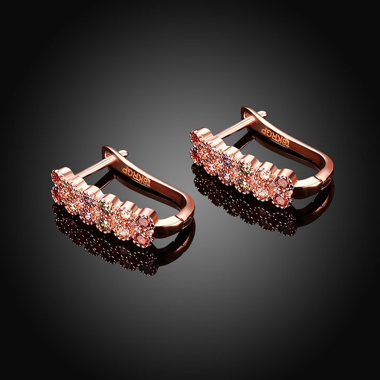 Wholesale Luxury Rose Gold Color Earrings Flash CZ Zircon Ear Studs for Women fine wedding jewelry TGCLE143 1