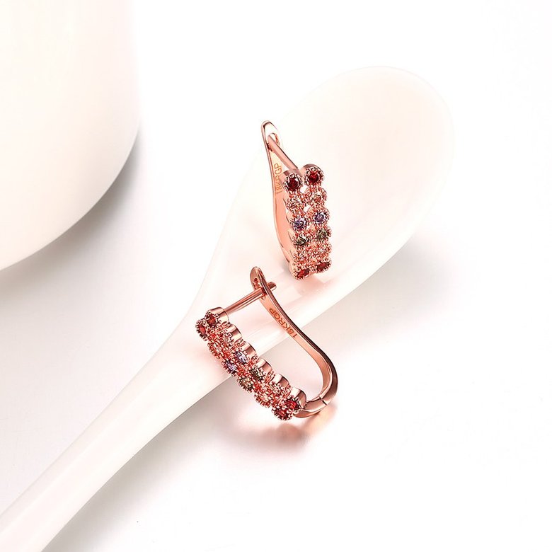 Wholesale Luxury Rose Gold Color Earrings Flash CZ Zircon Ear Studs for Women fine wedding jewelry TGCLE143 2