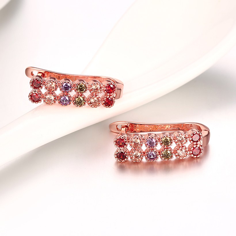 Wholesale Luxury Rose Gold Color Earrings Flash CZ Zircon Ear Studs for Women fine wedding jewelry TGCLE143 3