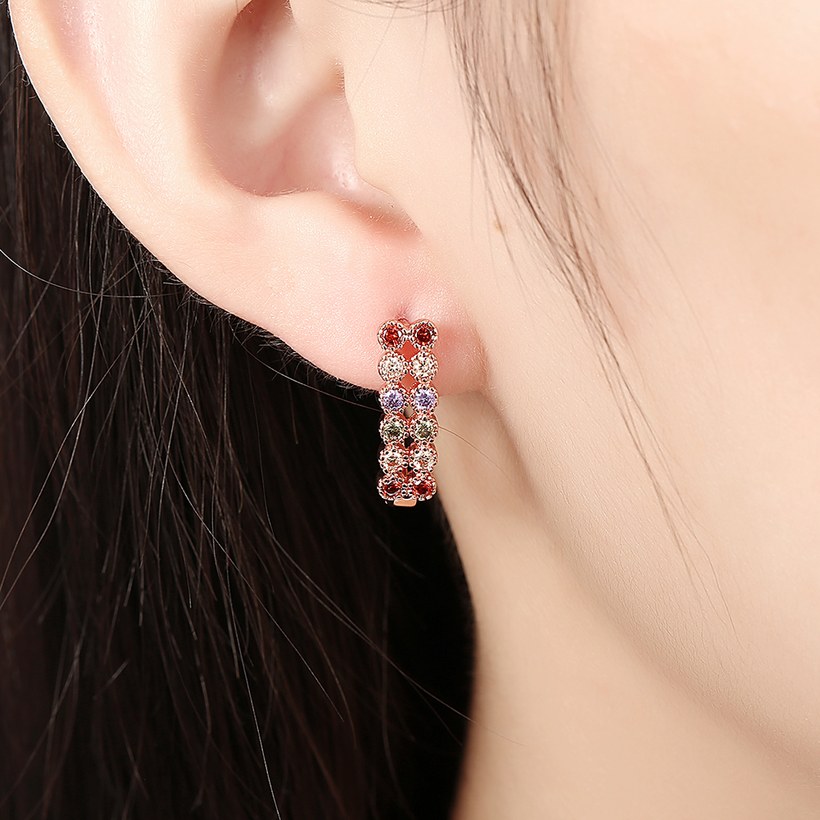 Wholesale Luxury Rose Gold Color Earrings Flash CZ Zircon Ear Studs for Women fine wedding jewelry TGCLE143 4