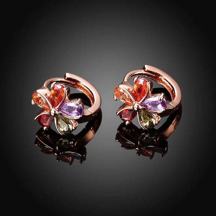 Wholesale Trendy Luxury Rose Gold Color Earrings Flash CZ Zircon round flower Ear Studs for Women fine wedding jewelry TGCLE146 1