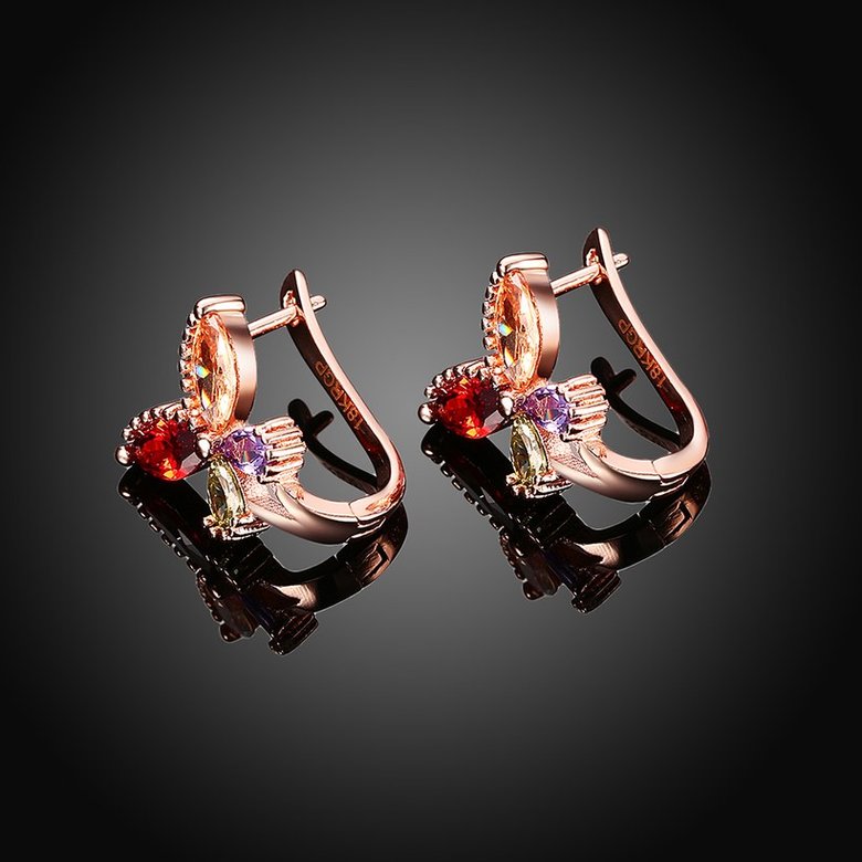 Wholesale Luxury Rose Gold Color Earrings Flash CZ Zircon U shape butterfly Ear Studs for Women fine wedding jewelry TGCLE147 1
