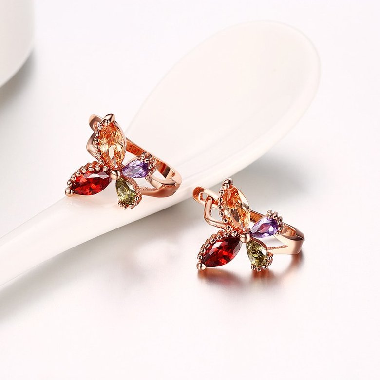 Wholesale Luxury Rose Gold Color Earrings Flash CZ Zircon U shape butterfly Ear Studs for Women fine wedding jewelry TGCLE147 3