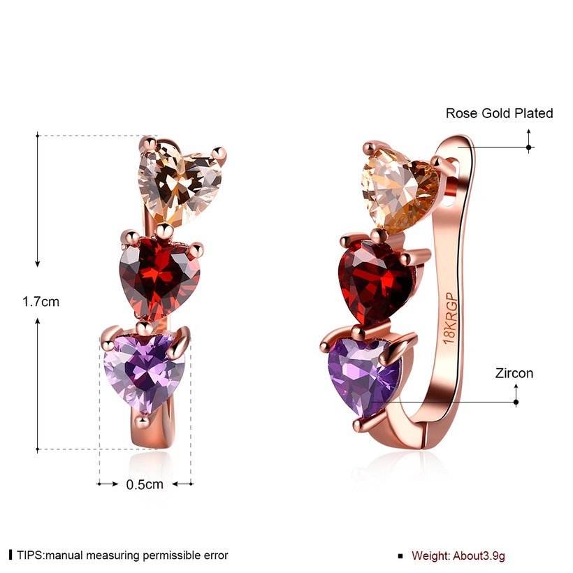 Wholesale Luxury Rose Gold Color Earrings Flash CZ Zircon U shape Ear Studs for Women fine wedding jewelry TGCLE148 0