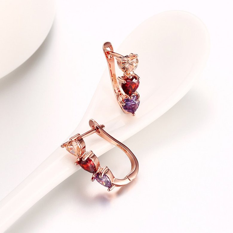 Wholesale Luxury Rose Gold Color Earrings Flash CZ Zircon U shape Ear Studs for Women fine wedding jewelry TGCLE148 2