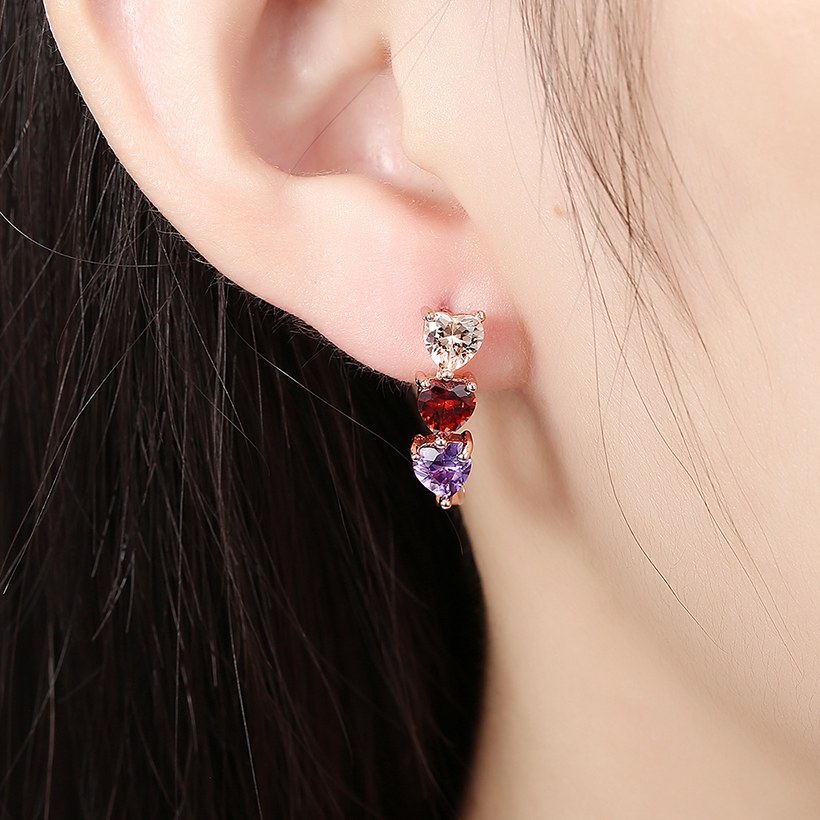 Wholesale Luxury Rose Gold Color Earrings Flash CZ Zircon U shape Ear Studs for Women fine wedding jewelry TGCLE148 4