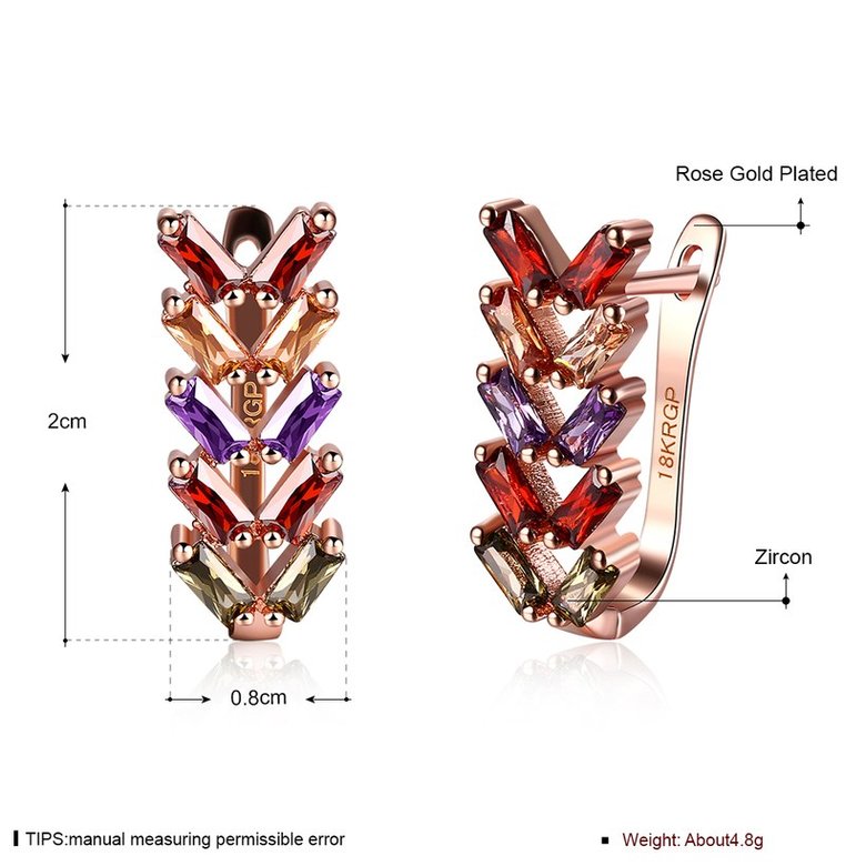 Wholesale Luxury Rose Gold Color Earrings Flash CZ Zircon U shape Ear Studs for Women fine wedding jewelry TGCLE149 0