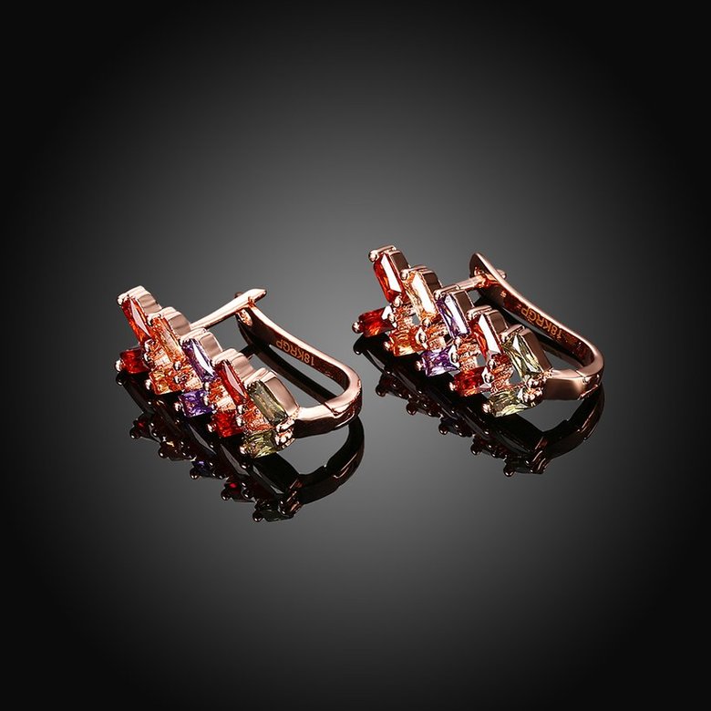 Wholesale Luxury Rose Gold Color Earrings Flash CZ Zircon U shape Ear Studs for Women fine wedding jewelry TGCLE149 1