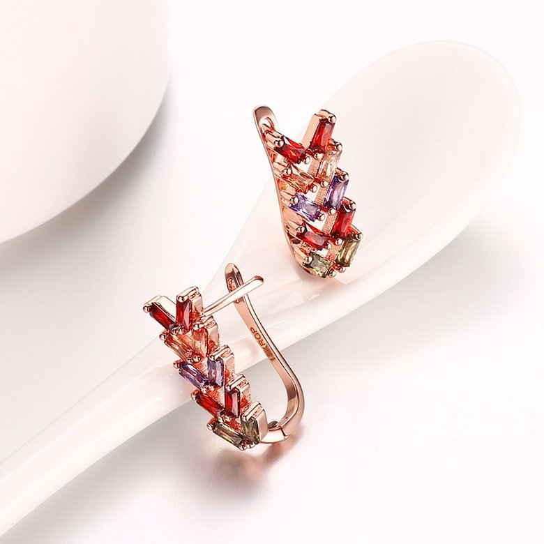 Wholesale Luxury Rose Gold Color Earrings Flash CZ Zircon U shape Ear Studs for Women fine wedding jewelry TGCLE149 2