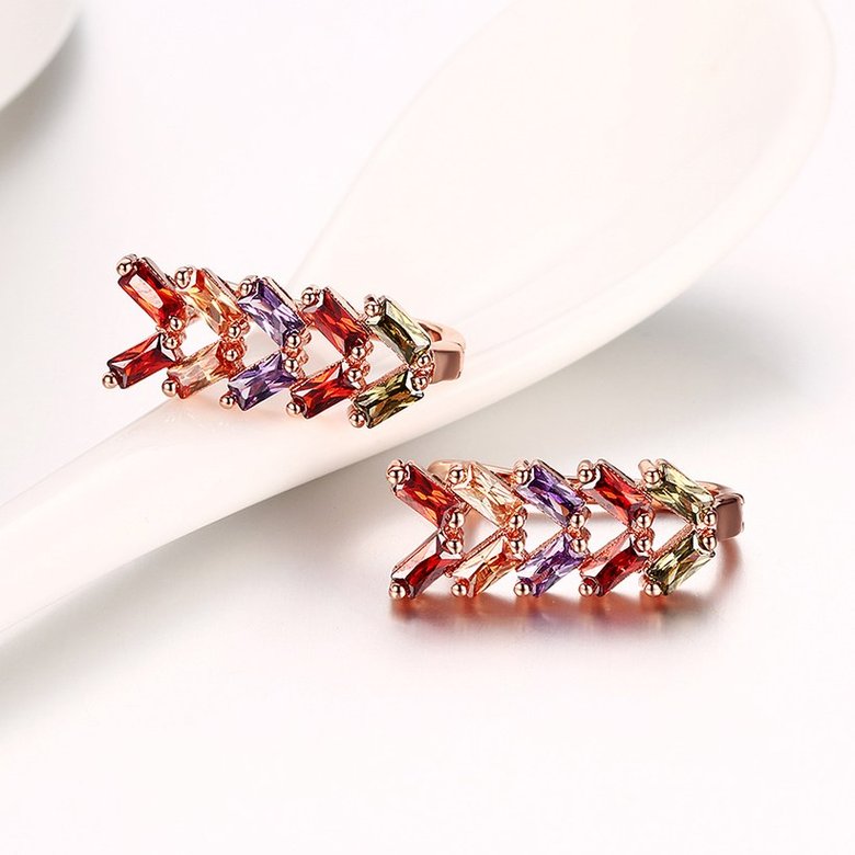 Wholesale Luxury Rose Gold Color Earrings Flash CZ Zircon U shape Ear Studs for Women fine wedding jewelry TGCLE149 3