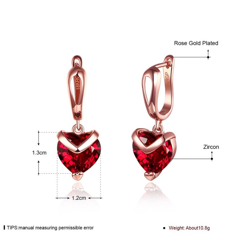 Wholesale New Trendy Cubic Zirconia Gold Round Circle Hoop Earrings Clear Red Heart Crystal Love Earrings For Women Jewelry  TGCLE151 0