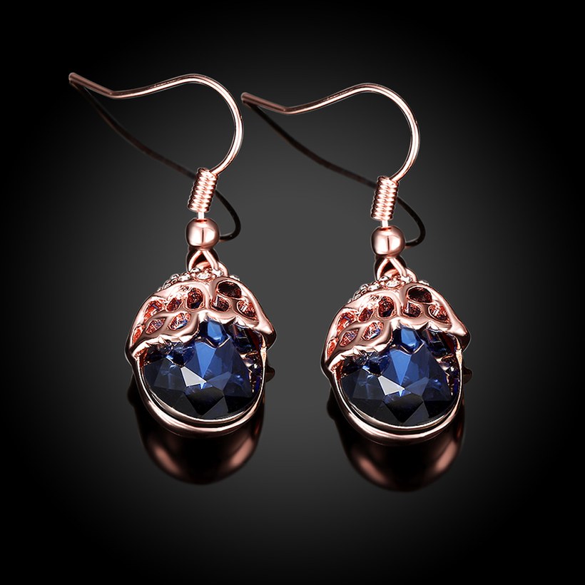 Wholesale Classic Titanium Water Drop royalBlue crystal Dangle Earring Romantic Gift Zircon Claw Set Wedding Earring TGGPDE190 1