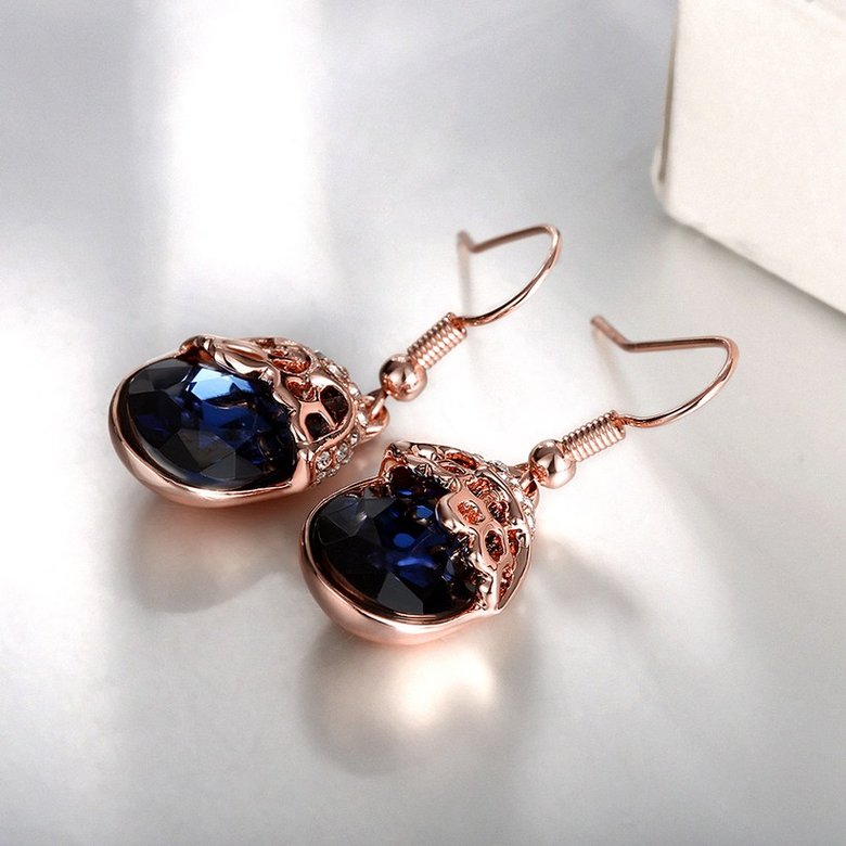 Wholesale Classic Titanium Water Drop royalBlue crystal Dangle Earring Romantic Gift Zircon Claw Set Wedding Earring TGGPDE190 2