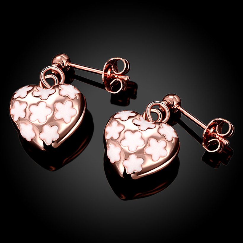 Wholesale Classic Hollow out Love Heart Dangle Earring Rose Gold Dangle Earrings For Women Delicate Fine Jewelry TGGPDE002 1