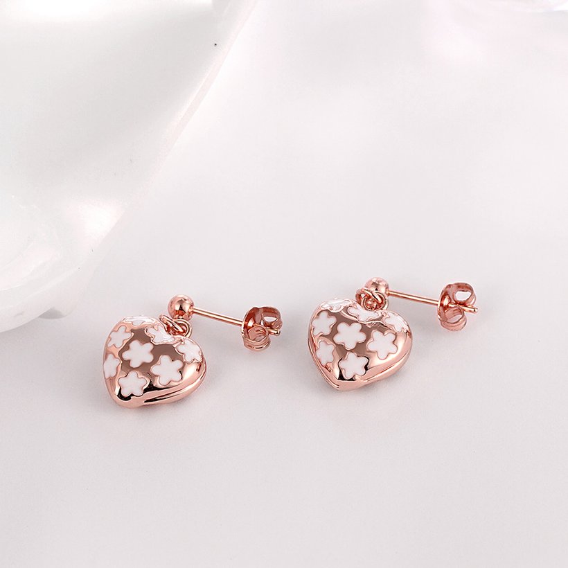 Wholesale Classic Hollow out Love Heart Dangle Earring Rose Gold Dangle Earrings For Women Delicate Fine Jewelry TGGPDE002 3