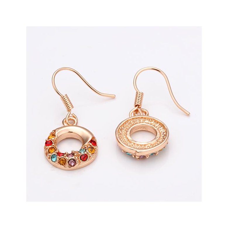 Wholesale hot sale Rose Gold Earrings Round colorful Zircon Hanging Dangle Earrings Drop Earring Fashion Wedding jewelry TGGPDE051 0