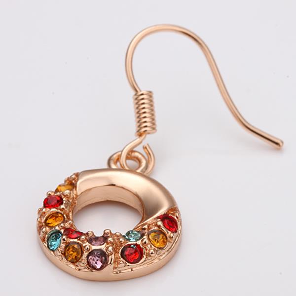 Wholesale hot sale Rose Gold Earrings Round colorful Zircon Hanging Dangle Earrings Drop Earring Fashion Wedding jewelry TGGPDE051 1
